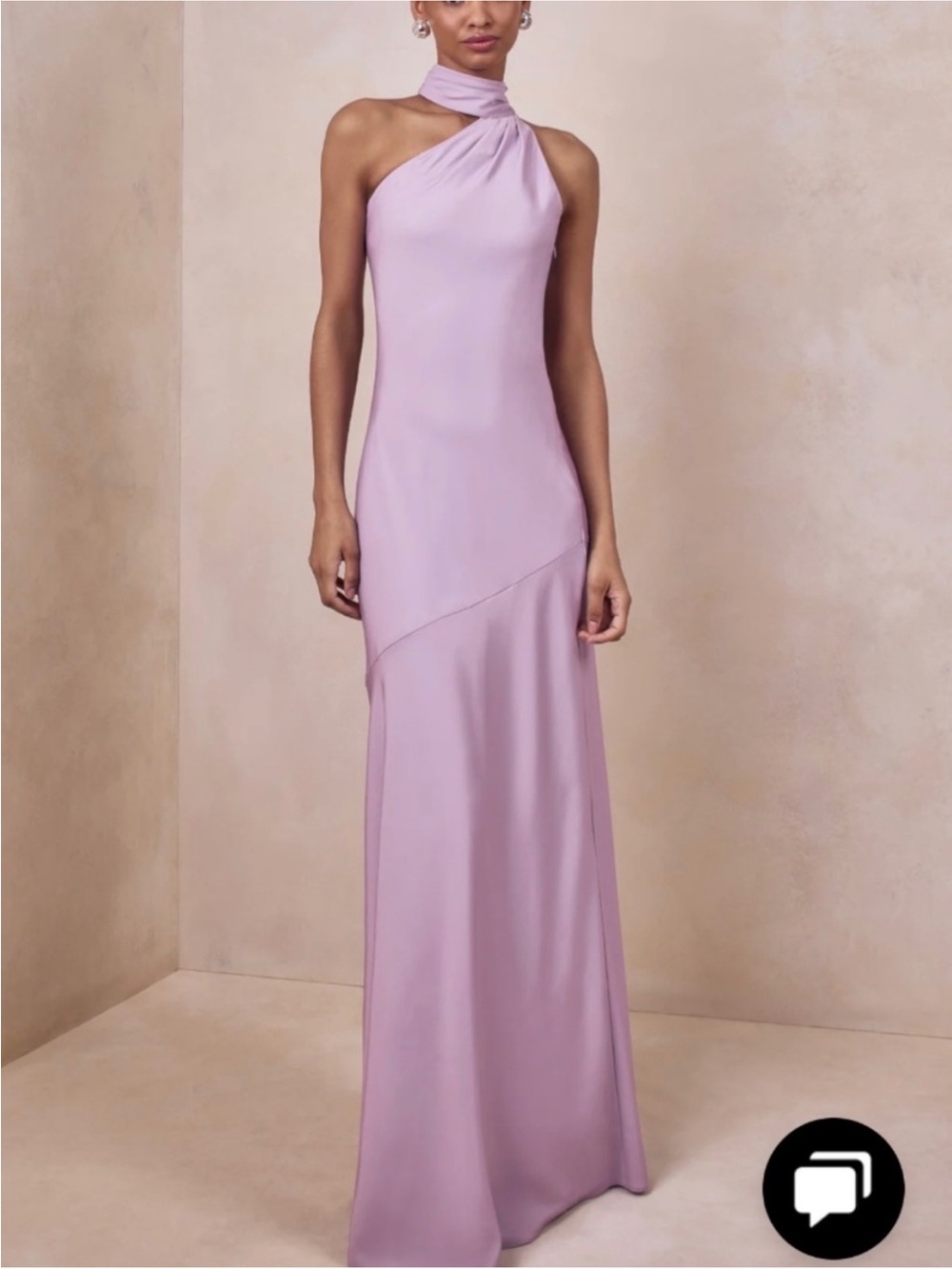 Club L London Lilac One-Shoulder Halter Gown